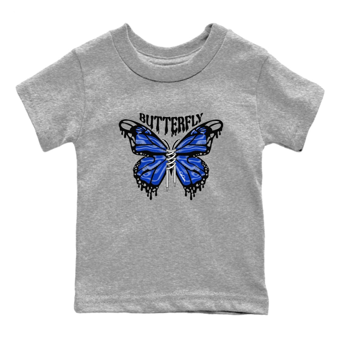 Air Jordan 14 Laney Sneaker Match Tees Butterfly Sneaker Tees AJ14 Laney Sneaker Release Tees Kids Shirts Heather Grey 2