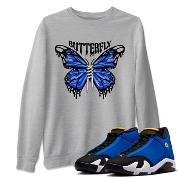 Air Jordan 14 Laney Sneaker Match Tees Butterfly Sneaker Tees AJ14 Laney Sneaker Release Tees Unisex Shirts Heather Grey 1