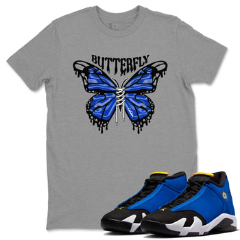 Air Jordan 14 Laney Sneaker Match Tees Butterfly Sneaker Tees AJ14 Laney Sneaker Release Tees Unisex Shirts Heather Grey 1