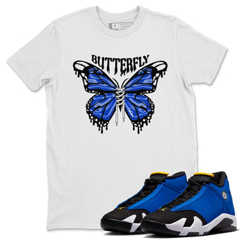Air Jordan 14 Laney Sneaker Match Tees Butterfly Sneaker Tees AJ14 Laney Sneaker Release Tees Unisex Shirts White 1