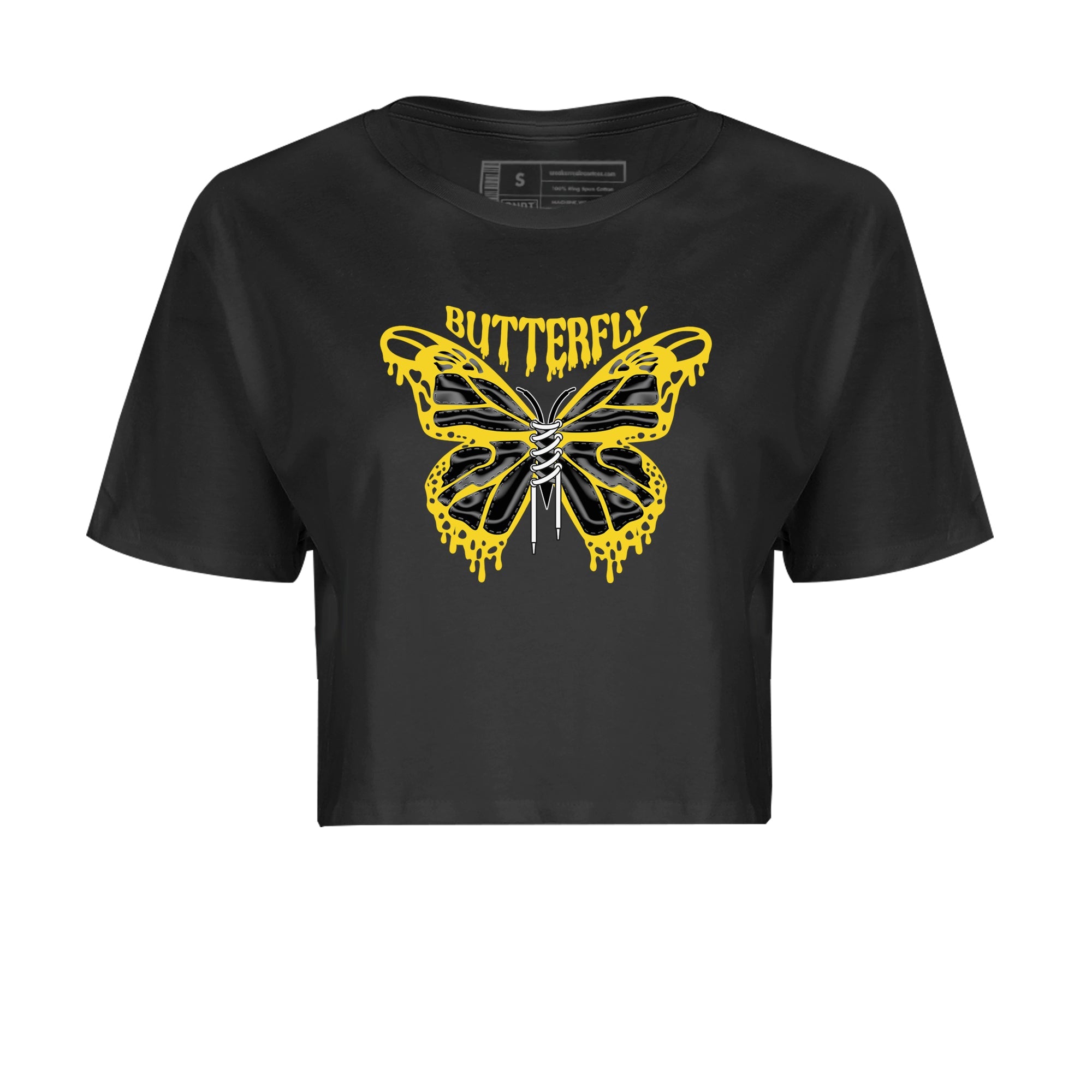 Air Jordan 4 Thunder Sneaker Match Tees Butterfly Sneaker Tees AJ4 Thunder Sneaker Release Tees Women's Shirts Black 2