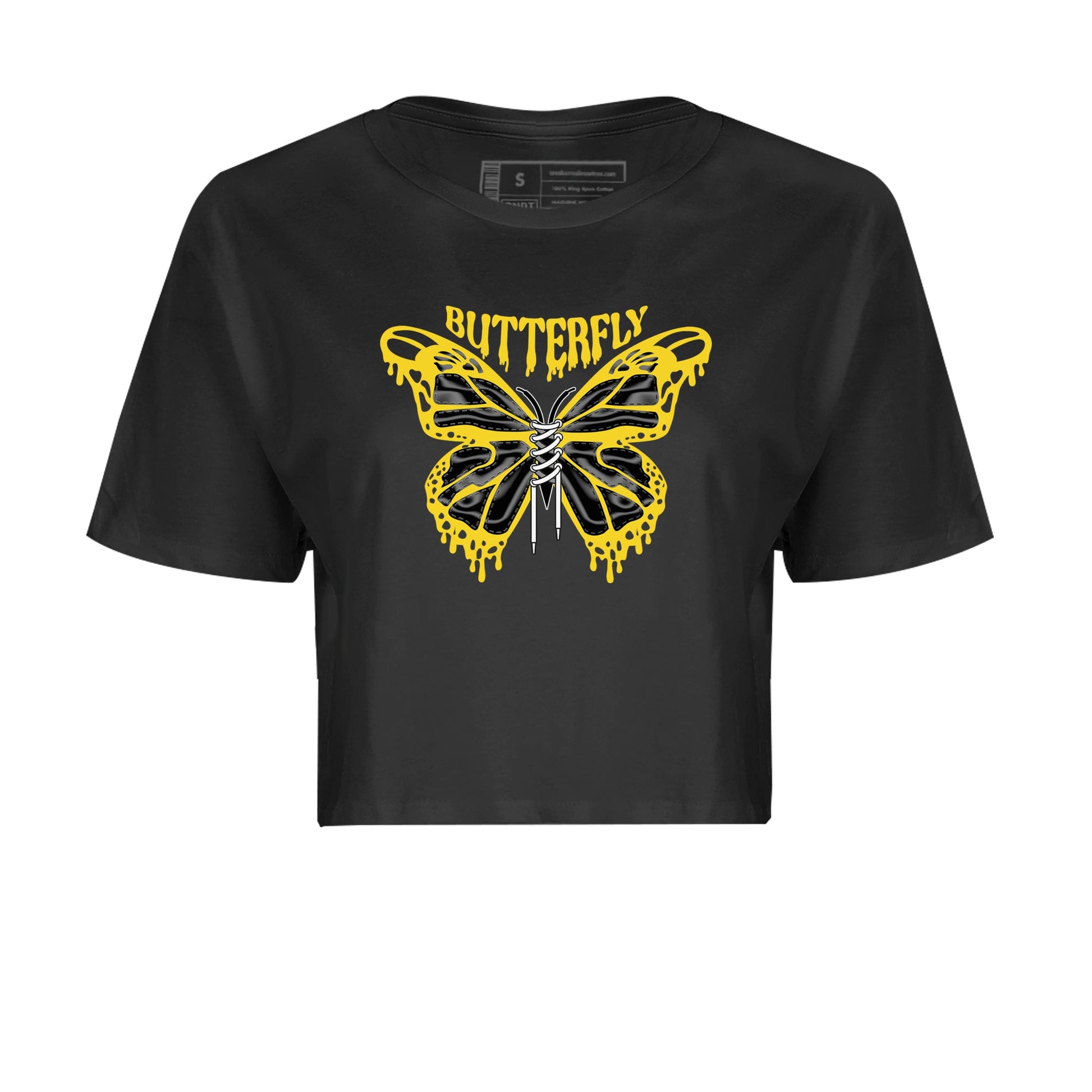 Air Jordan 4 Thunder Sneaker Match Tees Butterfly Sneaker Tees AJ4 Thunder Sneaker Release Tees Women's Shirts Black 2