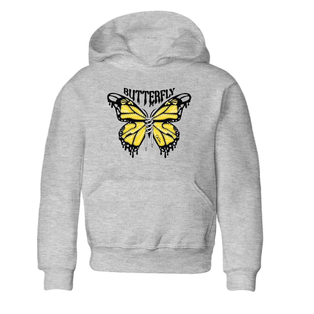 Air Jordan 4 Thunder Sneaker Match Tees Butterfly Sneaker Tees AJ4 Thunder Sneaker Release Tees Kids Shirts Heather Grey 2