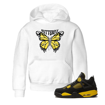 Air Jordan 4 Thunder Sneaker Match Tees Butterfly Sneaker Tees AJ4 Thunder Sneaker Release Tees Kids Shirts White 1