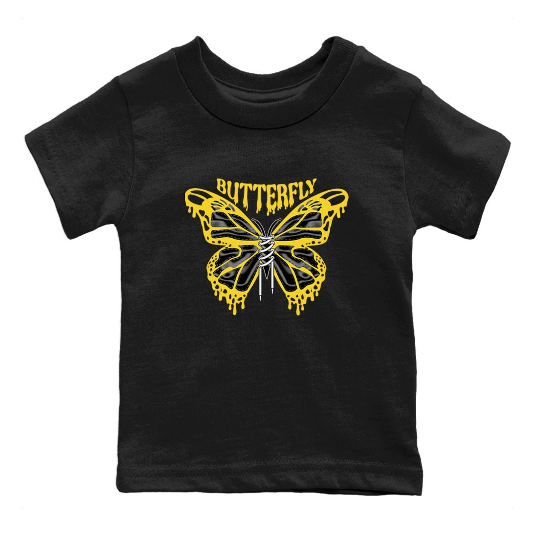 Air Jordan 4 Thunder Sneaker Match Tees Butterfly Sneaker Tees AJ4 Thunder Sneaker Release Tees Kids Shirts Black 2