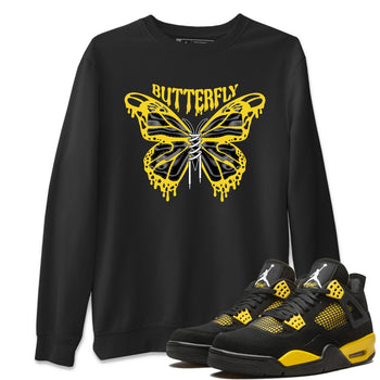 Air Jordan 4 Thunder Sneaker Match Tees Butterfly Sneaker Tees AJ4 Thunder Sneaker Release Tees Unisex Shirts Black 1