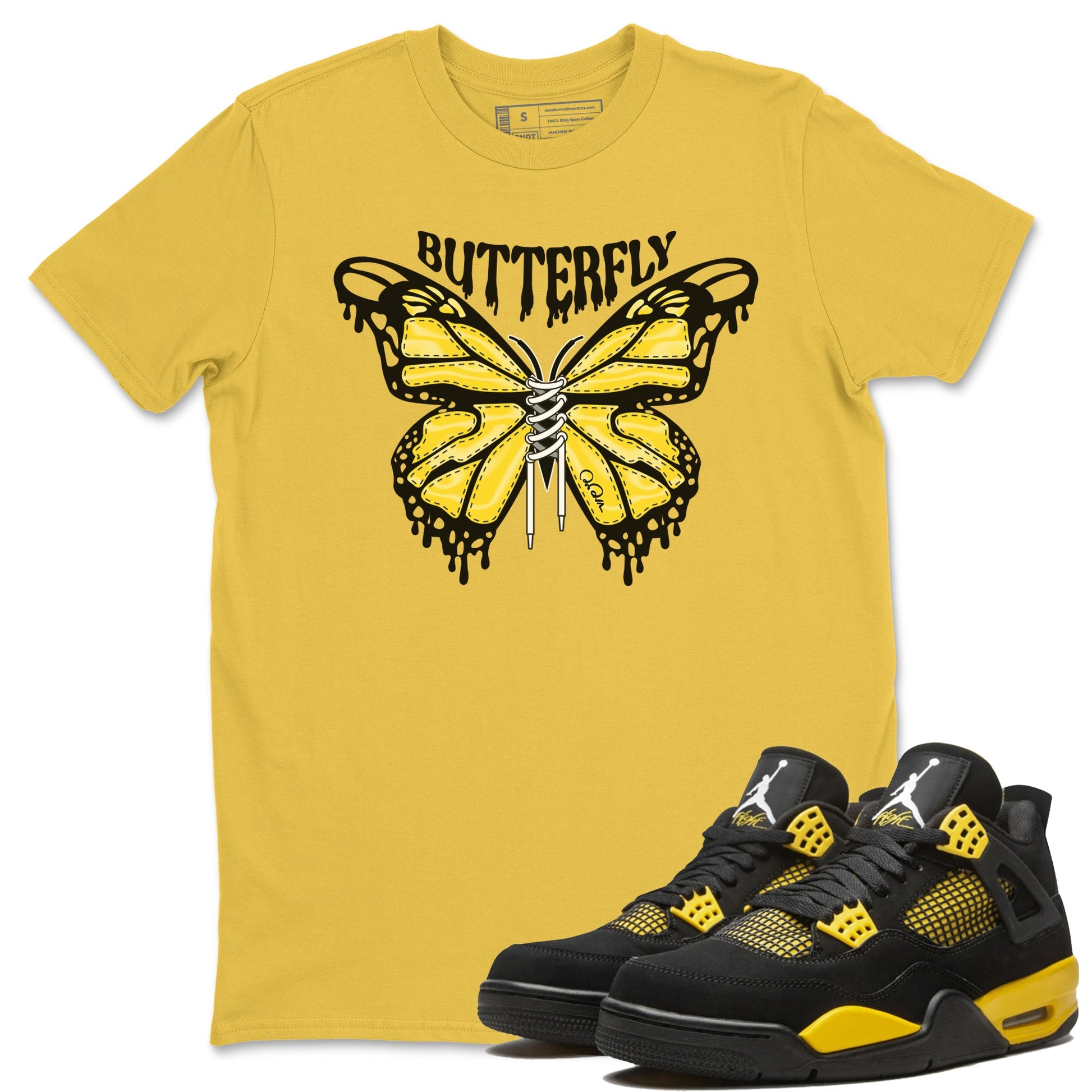 Air Jordan 4 Thunder Sneaker Match Tees Butterfly Sneaker Tees AJ4 Thunder Sneaker Release Tees Unisex Shirts Daisy 1