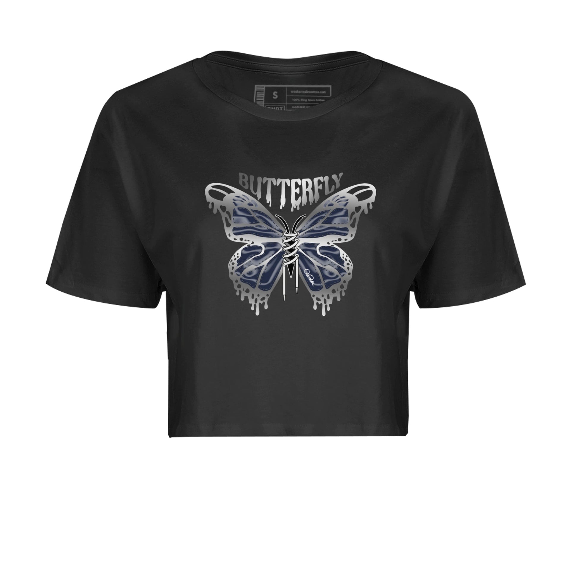 Air Jordan 5 Georgetown Sneaker Match Tees Butterfly Sneaker Tees AJ5 Georgetown Sneaker Release Tees Women's Shirts Black 2