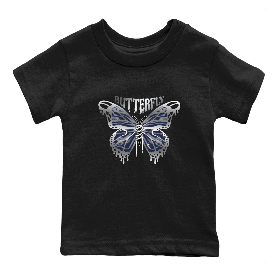 Air Jordan 5 Georgetown Sneaker Match Tees Butterfly Sneaker Tees AJ5 Georgetown Sneaker Release Tees Kids Shirts Black 2