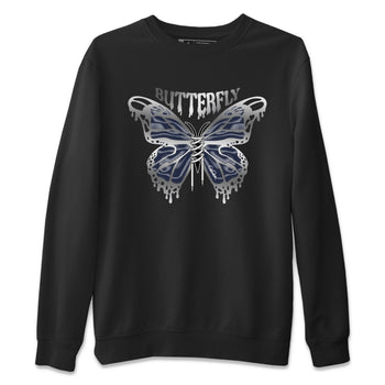 Air Jordan 5 Georgetown Sneaker Match Tees Butterfly Sneaker Tees AJ5 Georgetown Sneaker Release Tees Unisex Shirts Black 2
