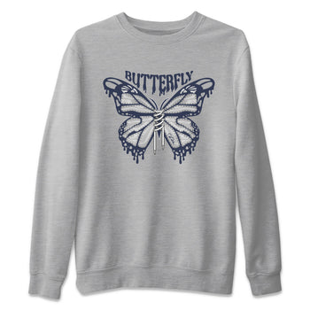 Air Jordan 5 Georgetown Sneaker Match Tees Butterfly Sneaker Tees AJ5 Georgetown Sneaker Release Tees Unisex Shirts Heather Grey 2