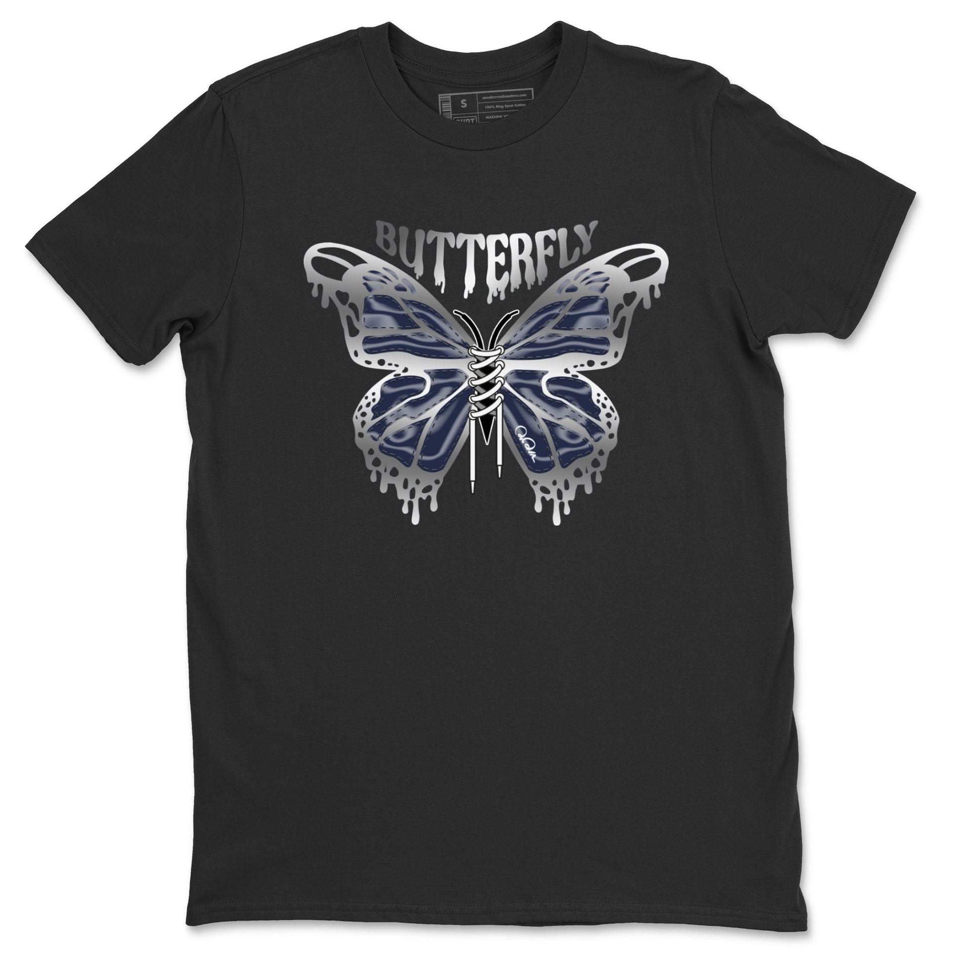 Air Jordan 5 Georgetown Sneaker Match Tees Butterfly Sneaker Tees AJ5 Georgetown Sneaker Release Tees Unisex Shirts Black 2