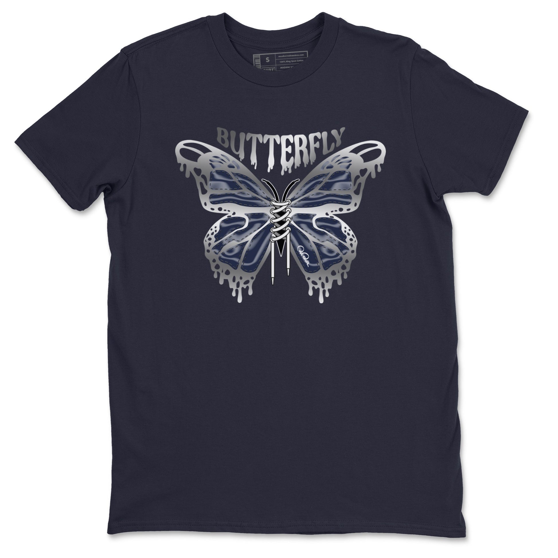 Air Jordan 5 Georgetown Sneaker Match Tees Butterfly Sneaker Tees AJ5 Georgetown Sneaker Release Tees Unisex Shirts Navy 2