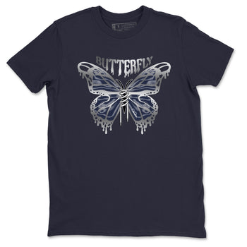 Air Jordan 5 Georgetown Sneaker Match Tees Butterfly Sneaker Tees AJ5 Georgetown Sneaker Release Tees Unisex Shirts Navy 2