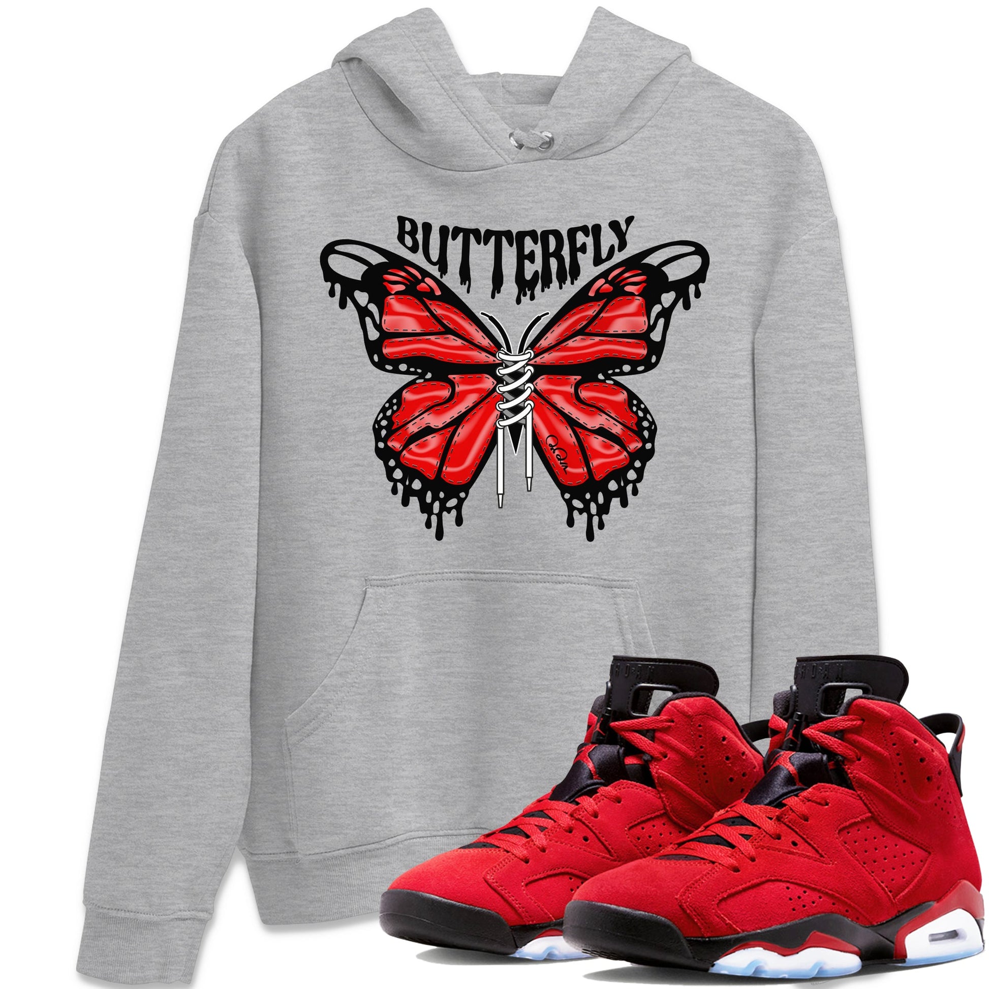 Air Jordan 6 Toro Bravo Sneaker Match Tees Butterfly Sneaker Tees AJ6 Toro Bravo Sneaker Release Tees Unisex Shirts Heather Grey 1