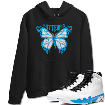 9s Powder Blue shirt to match jordans Butterfly sneaker tees Air Jordan 9 Powder Blue SNRT Sneaker Release Tees unisex cotton Black 1 crew neck shirt