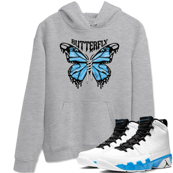 9s Powder Blue shirt to match jordans Butterfly sneaker tees Air Jordan 9 Powder Blue SNRT Sneaker Release Tees unisex cotton Heather Grey 1 crew neck shirt