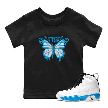 9s Powder Blue shirt to match jordans Butterfly sneaker tees Air Jordan 9 Powder Blue SNRT sneaker release tees baby toddler Black 1 cotton Shirt