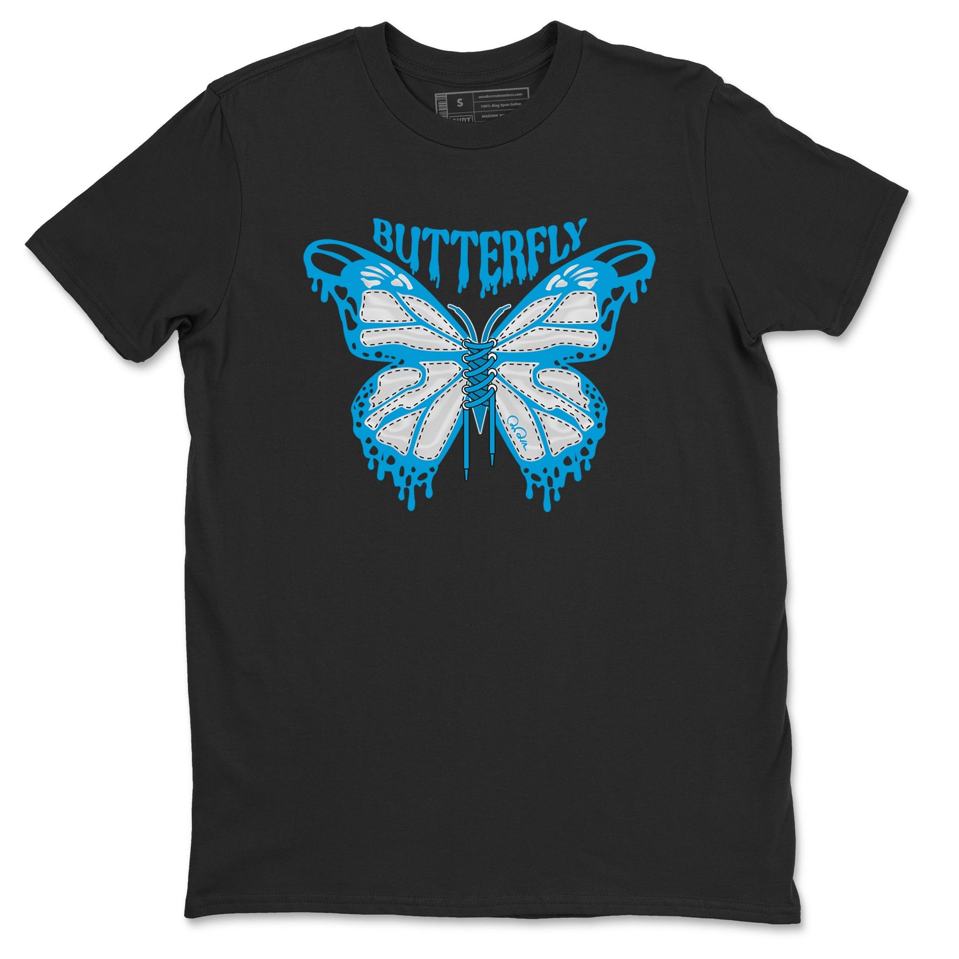 9s Powder Blue shirt to match jordans Butterfly sneaker tees Air Jordan 9 Powder Blue SNRT Sneaker Release Tees unisex cotton Black 2 crew neck shirt