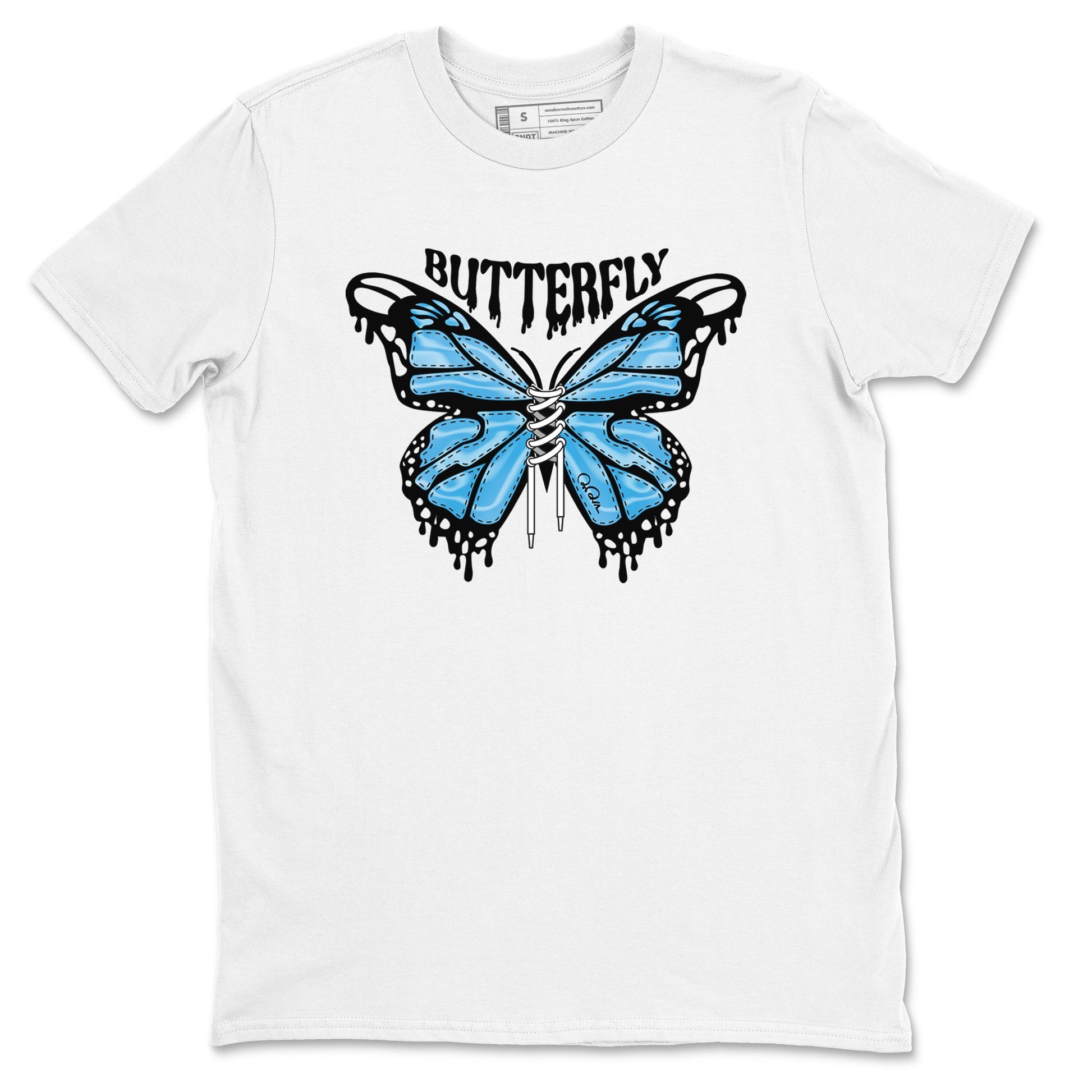 9s Powder Blue shirt to match jordans Butterfly sneaker tees Air Jordan 9 Powder Blue SNRT Sneaker Release Tees unisex cotton White 2 crew neck shirt