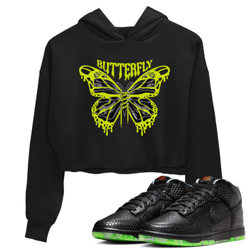Dunk Mid Premium shirt to match jordans Butterfly sneaker tees halloween horror nights Nike Dunk Halloween SNRT Sneaker Release Tees Black 1 Crop T-Shirt