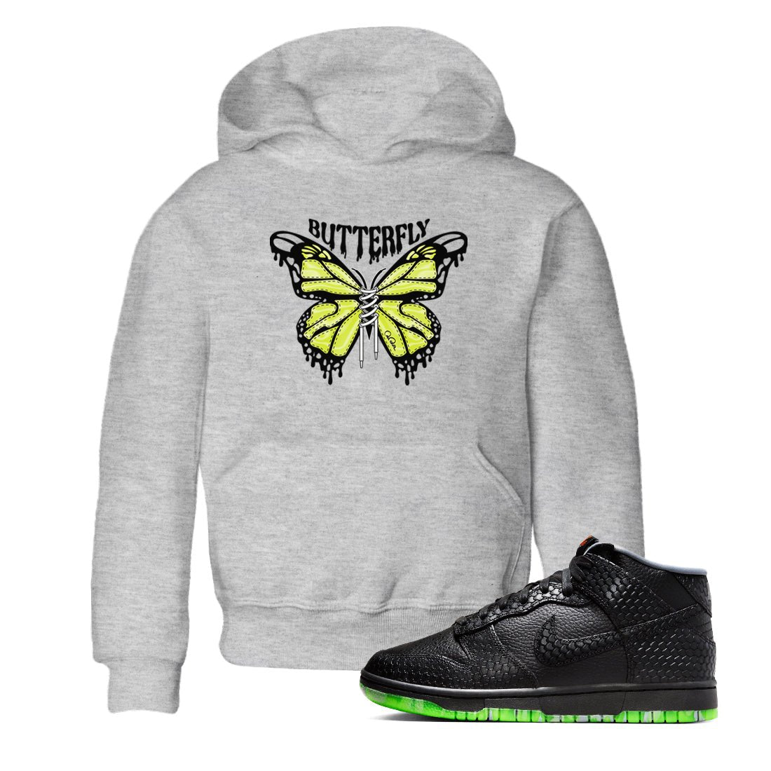 Dunk Mid Premium shirt to match jordans Butterfly sneaker tees halloween horror nights Nike Dunk Halloween SNRT Sneaker Release Tees Baby Toddler Heather Grey 1 T-Shirt