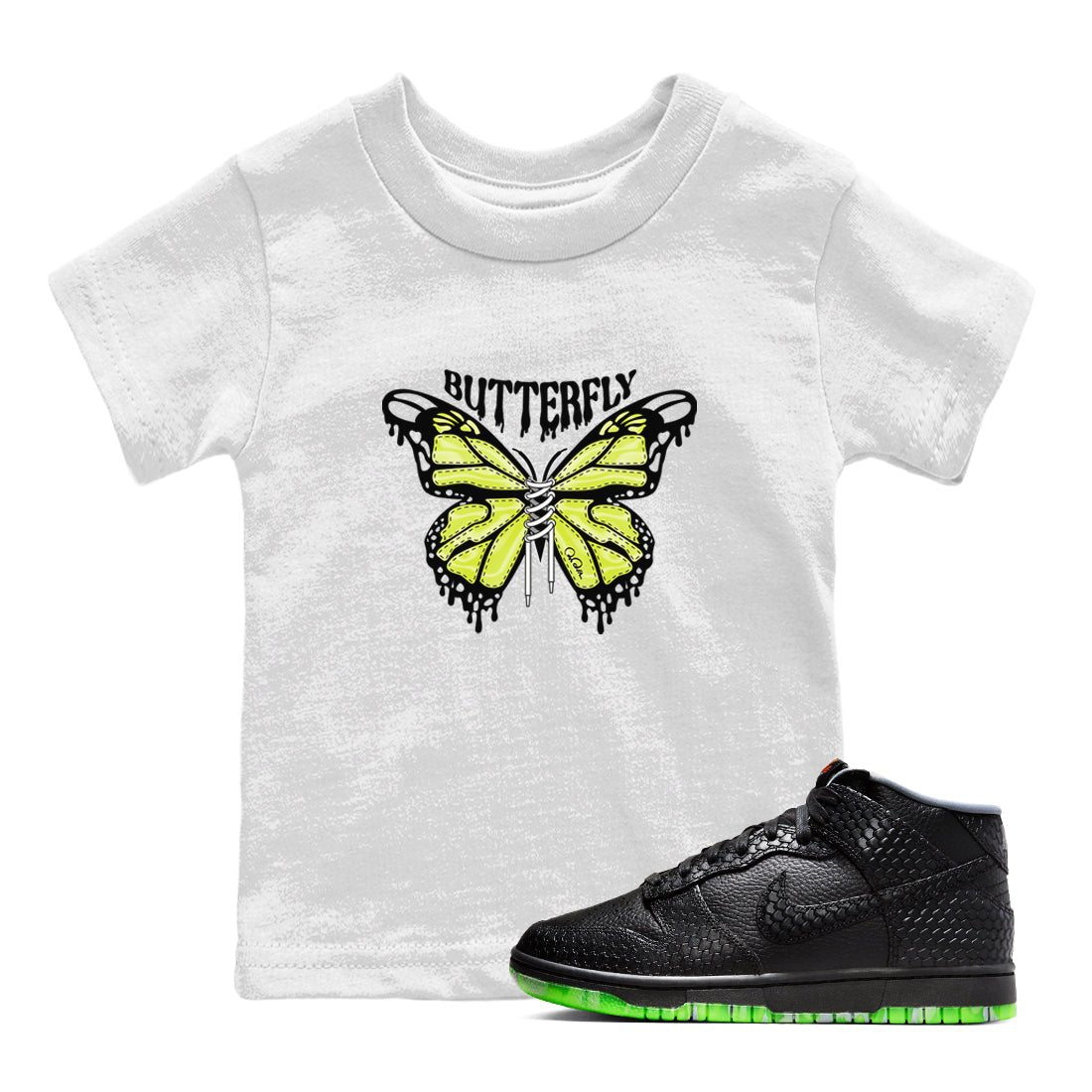 Dunk Mid Premium shirt to match jordans Butterfly sneaker tees halloween horror nights Nike Dunk Halloween SNRT Sneaker Release Tees Baby Toddler White 1 T-Shirt