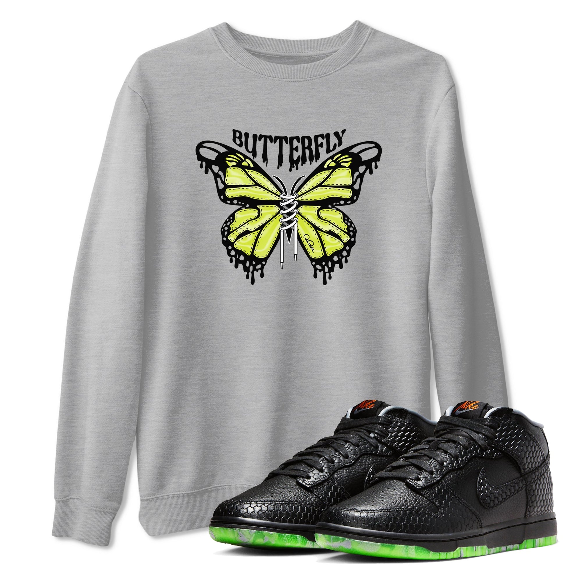 Dunk Mid Premium shirt to match jordans Butterfly sneaker tees halloween horror nights Nike Dunk Halloween SNRT Sneaker Release Tees Unisex Heather Grey 1 T-Shirt