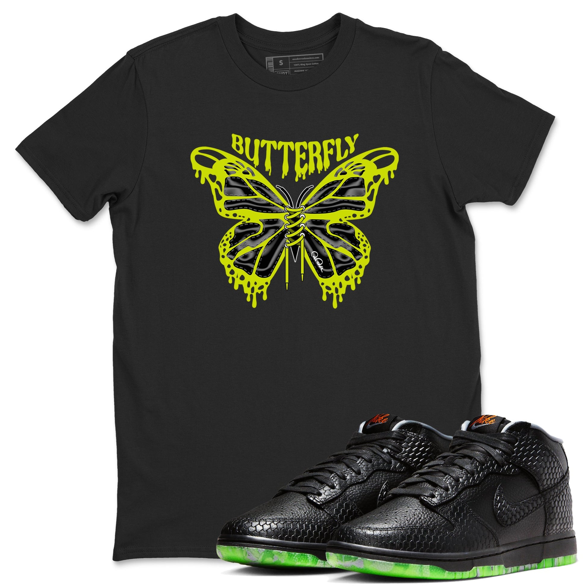 Dunk Mid Premium shirt to match jordans Butterfly sneaker tees halloween horror nights Nike Dunk Halloween SNRT Sneaker Release Tees Unisex Black 1 T-Shirt