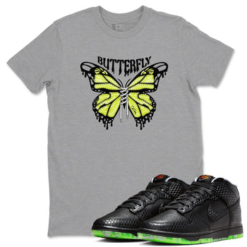 Dunk Mid Premium shirt to match jordans Butterfly sneaker tees halloween horror nights Nike Dunk Halloween SNRT Sneaker Release Tees Unisex Heather Grey 1 T-Shirt