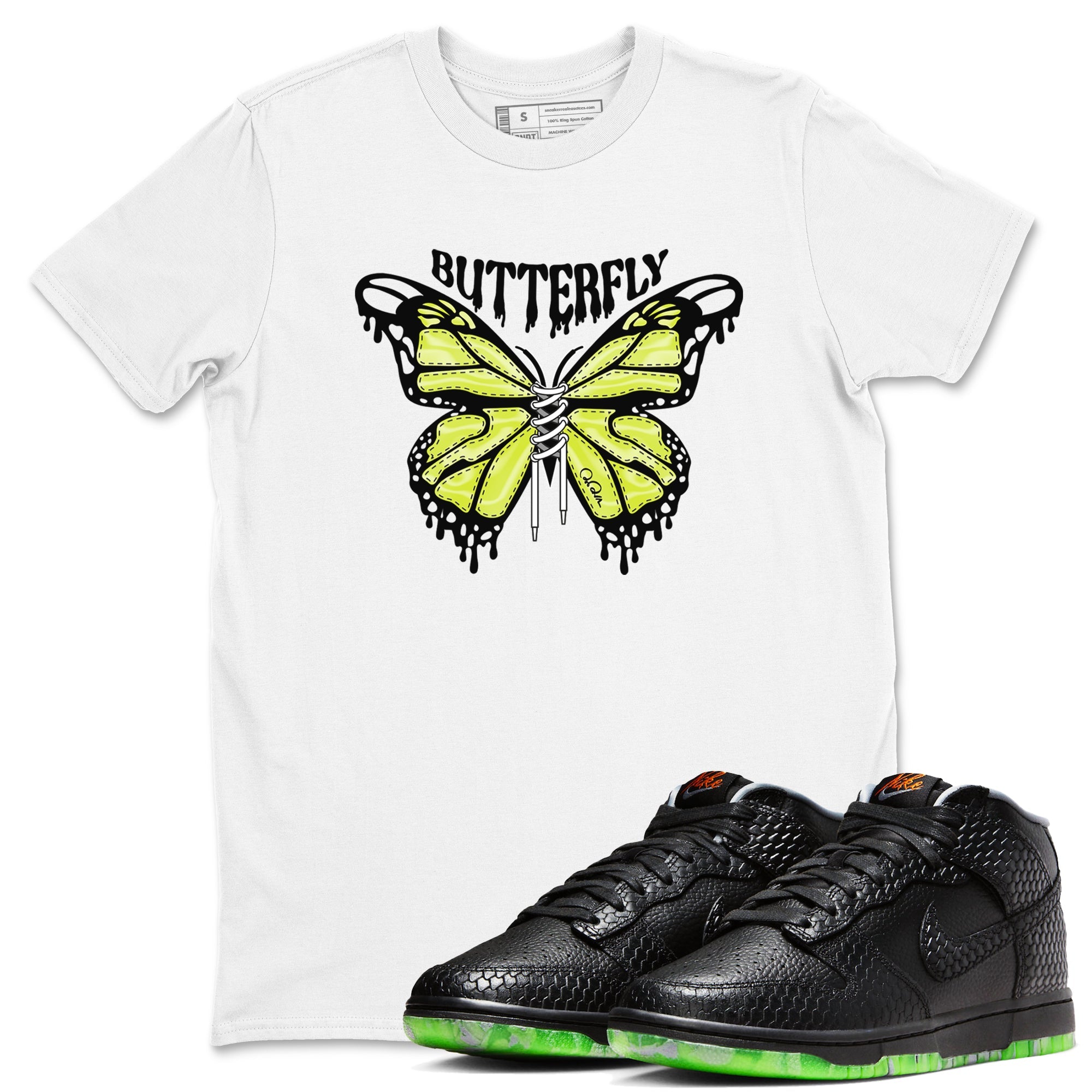 Dunk Mid Premium shirt to match jordans Butterfly sneaker tees halloween horror nights Nike Dunk Halloween SNRT Sneaker Release Tees Unisex White 1 T-Shirt