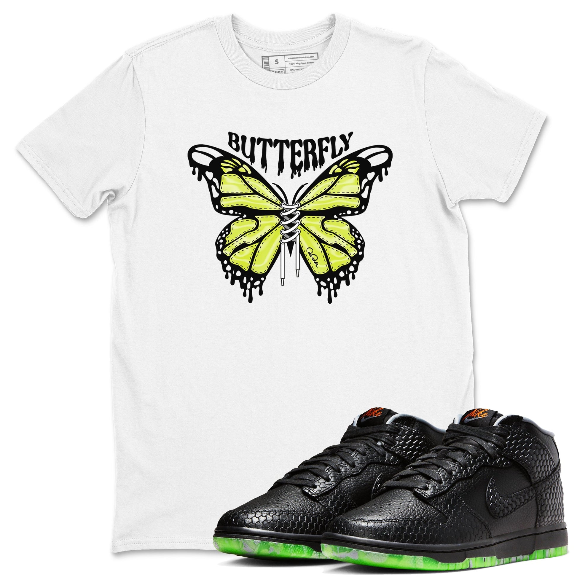 Dunk Mid Premium shirt to match jordans Butterfly sneaker tees halloween horror nights Nike Dunk Halloween SNRT Sneaker Release Tees Unisex White 1 T-Shirt