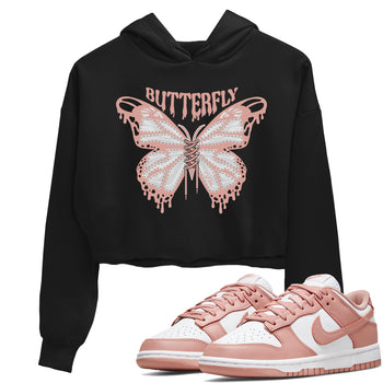 Dunk Rose Whisper shirt to match jordans Butterfly sneaker tees Nike Dunk LowRose Whisper SNRT Sneaker Release Tees Black 1 Crop T-Shirt