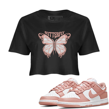 Dunk Rose Whisper shirt to match jordans Butterfly sneaker tees Nike Dunk LowRose Whisper SNRT Sneaker Release Tees Black 1 Crop T-Shirt