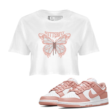 Dunk Rose Whisper shirt to match jordans Butterfly sneaker tees Nike Dunk LowRose Whisper SNRT Sneaker Release Tees White 1 Crop T-Shirt