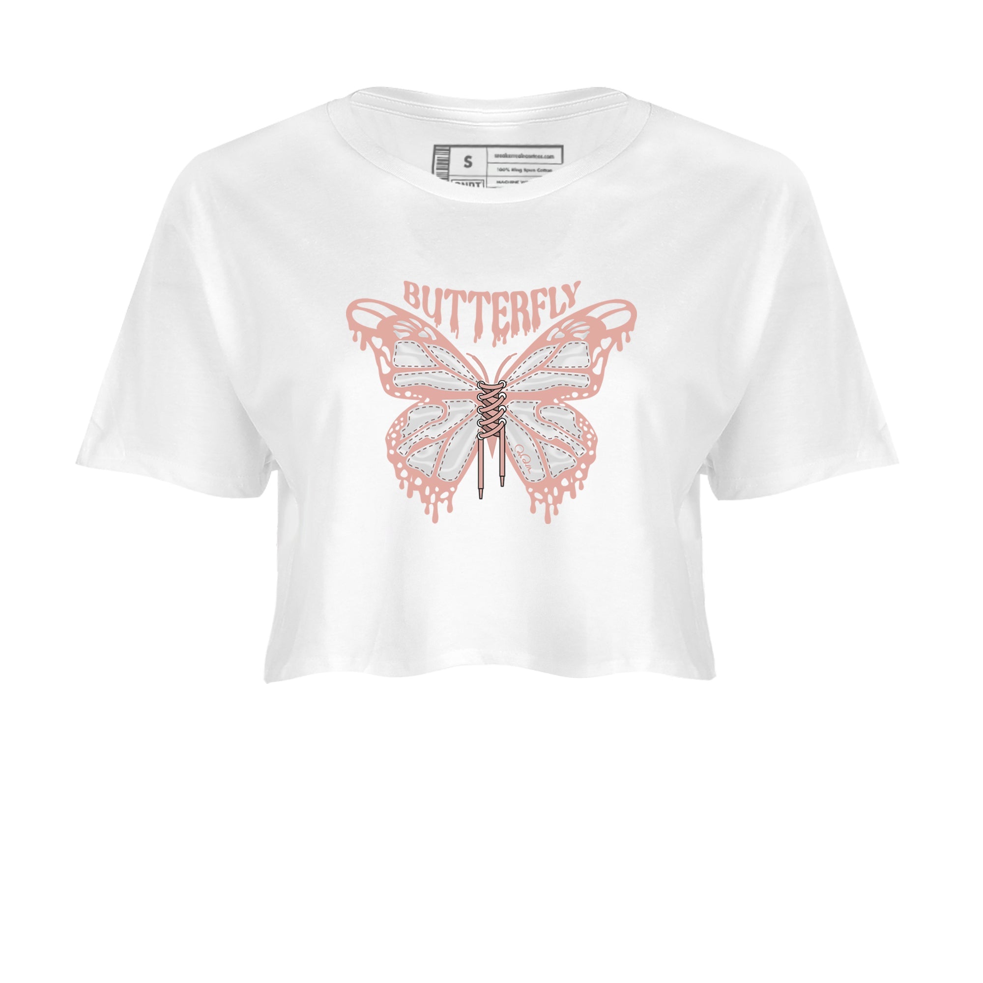 Dunk Rose Whisper shirt to match jordans Butterfly sneaker tees Nike Dunk LowRose Whisper SNRT Sneaker Release Tees White 2 Crop T-Shirt