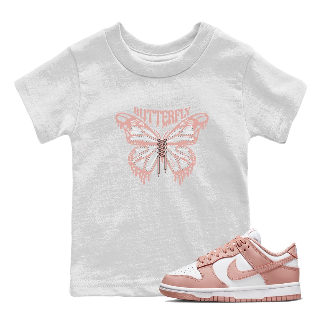 Dunk Rose Whisper shirt to match jordans Butterfly sneaker tees Nike Dunk LowRose Whisper SNRT Sneaker Release Tees Baby Toddler White 1 T-Shirt