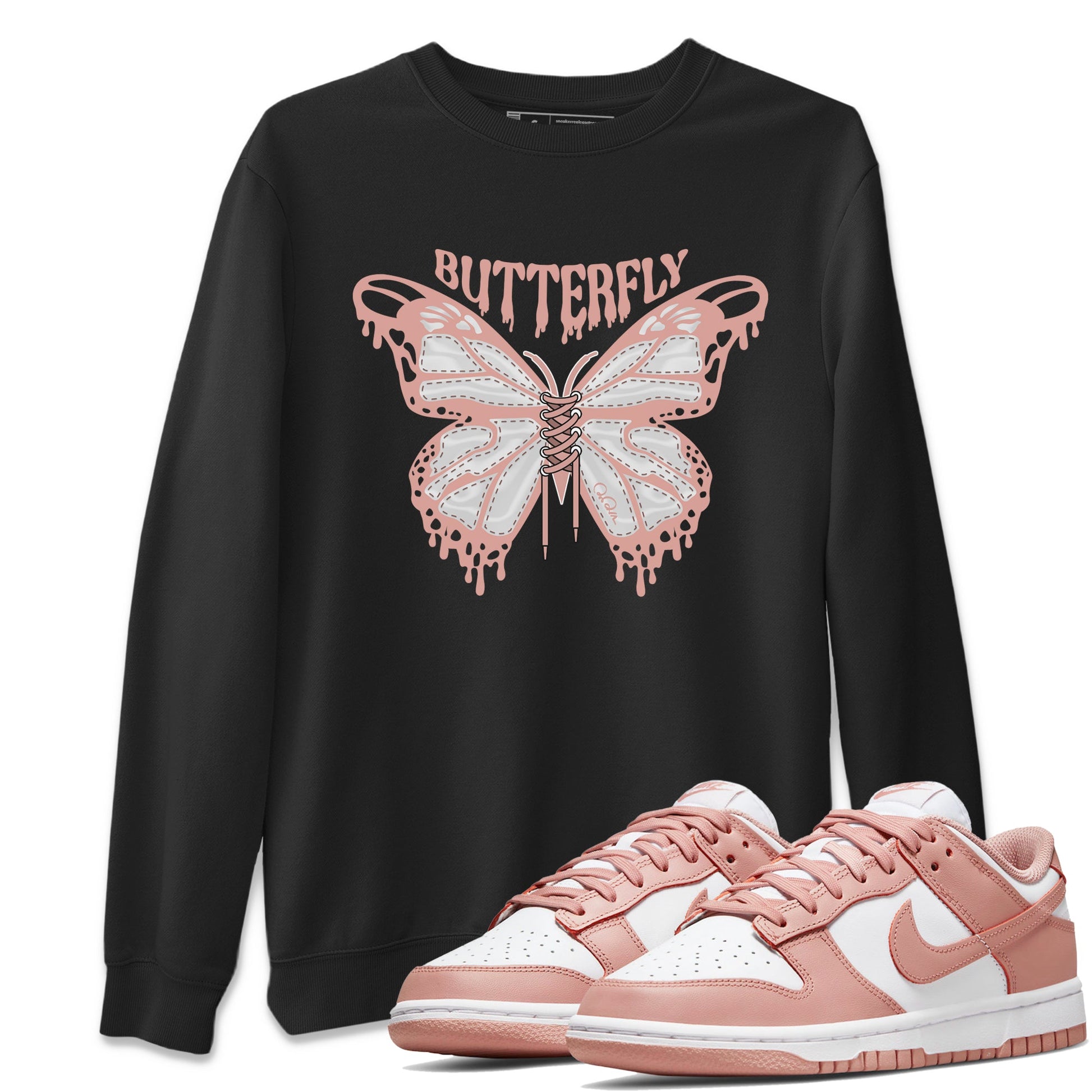 Dunk Rose Whisper shirt to match jordans Butterfly sneaker tees Nike Dunk LowRose Whisper SNRT Sneaker Release Tees Unisex Black 1 T-Shirt