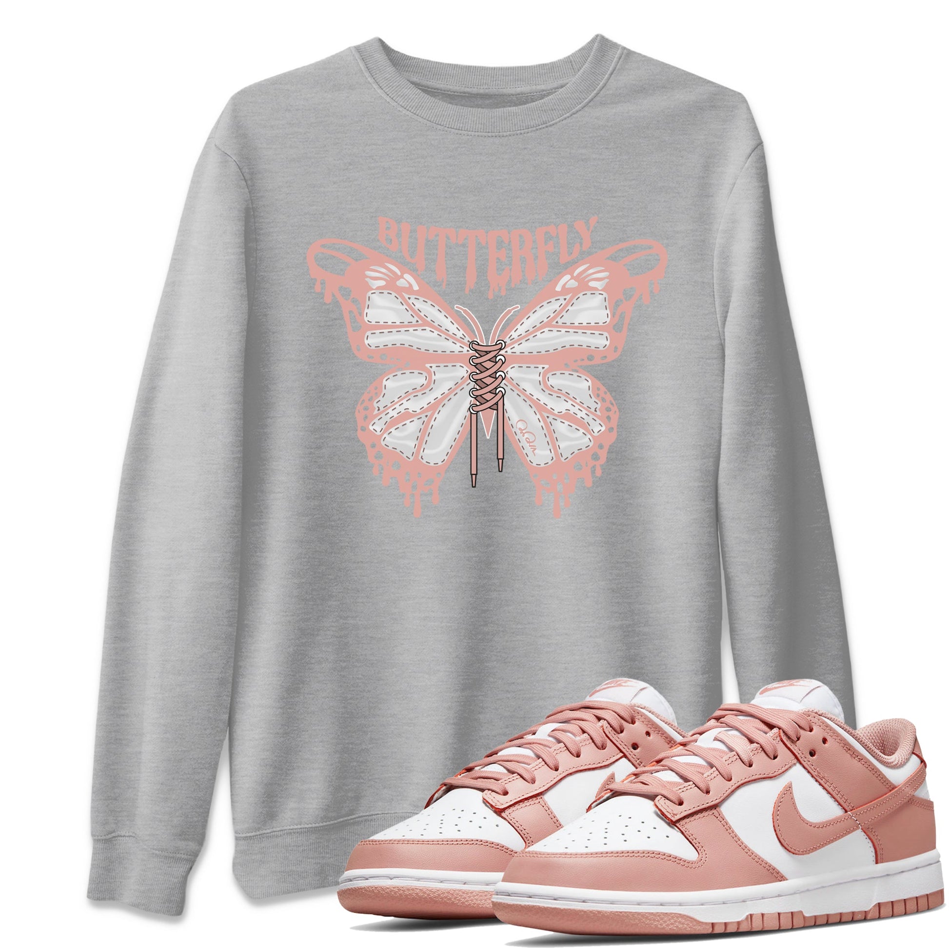 Dunk Rose Whisper shirt to match jordans Butterfly sneaker tees Nike Dunk LowRose Whisper SNRT Sneaker Release Tees Unisex Heather Grey 1 T-Shirt