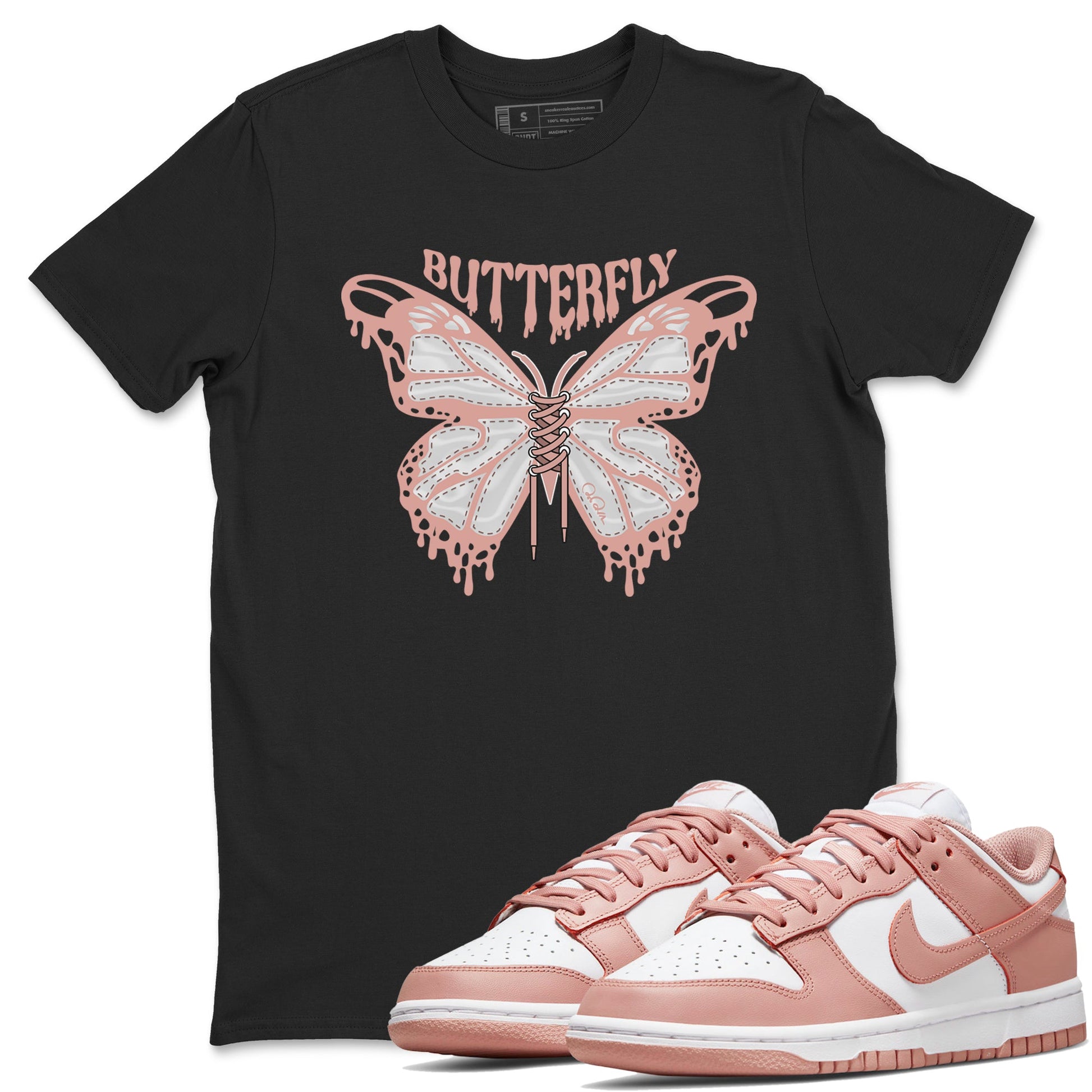 Dunk Rose Whisper shirt to match jordans Butterfly sneaker tees Nike Dunk LowRose Whisper SNRT Sneaker Release Tees Unisex Black 1 T-Shirt