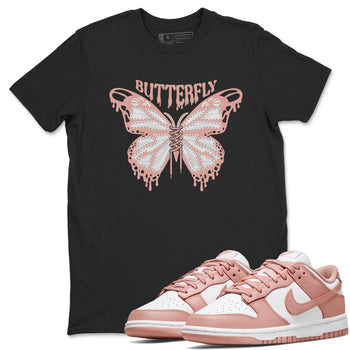 Dunk Rose Whisper shirt to match jordans Butterfly sneaker tees Nike Dunk LowRose Whisper SNRT Sneaker Release Tees Unisex Black 1 T-Shirt