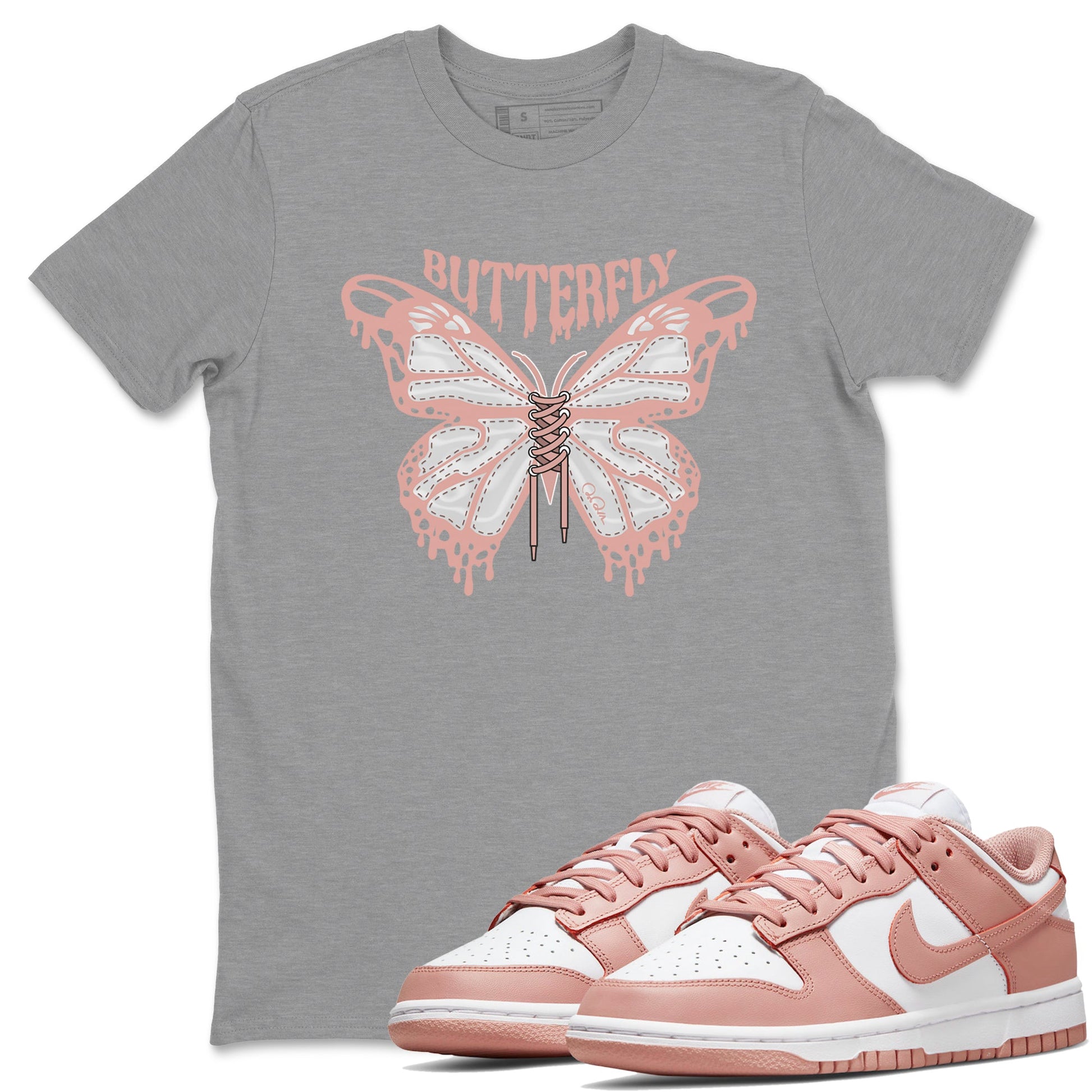 Dunk Rose Whisper shirt to match jordans Butterfly sneaker tees Nike Dunk LowRose Whisper SNRT Sneaker Release Tees Unisex Heather Grey 1 T-Shirt