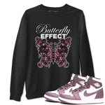 Air Jordan 1 Mauve shirt to match jordans Butterfly Effect sneaker tees AJ1 Mauve SNRT Sneaker Release Tees Unisex Black 1 T-Shirt