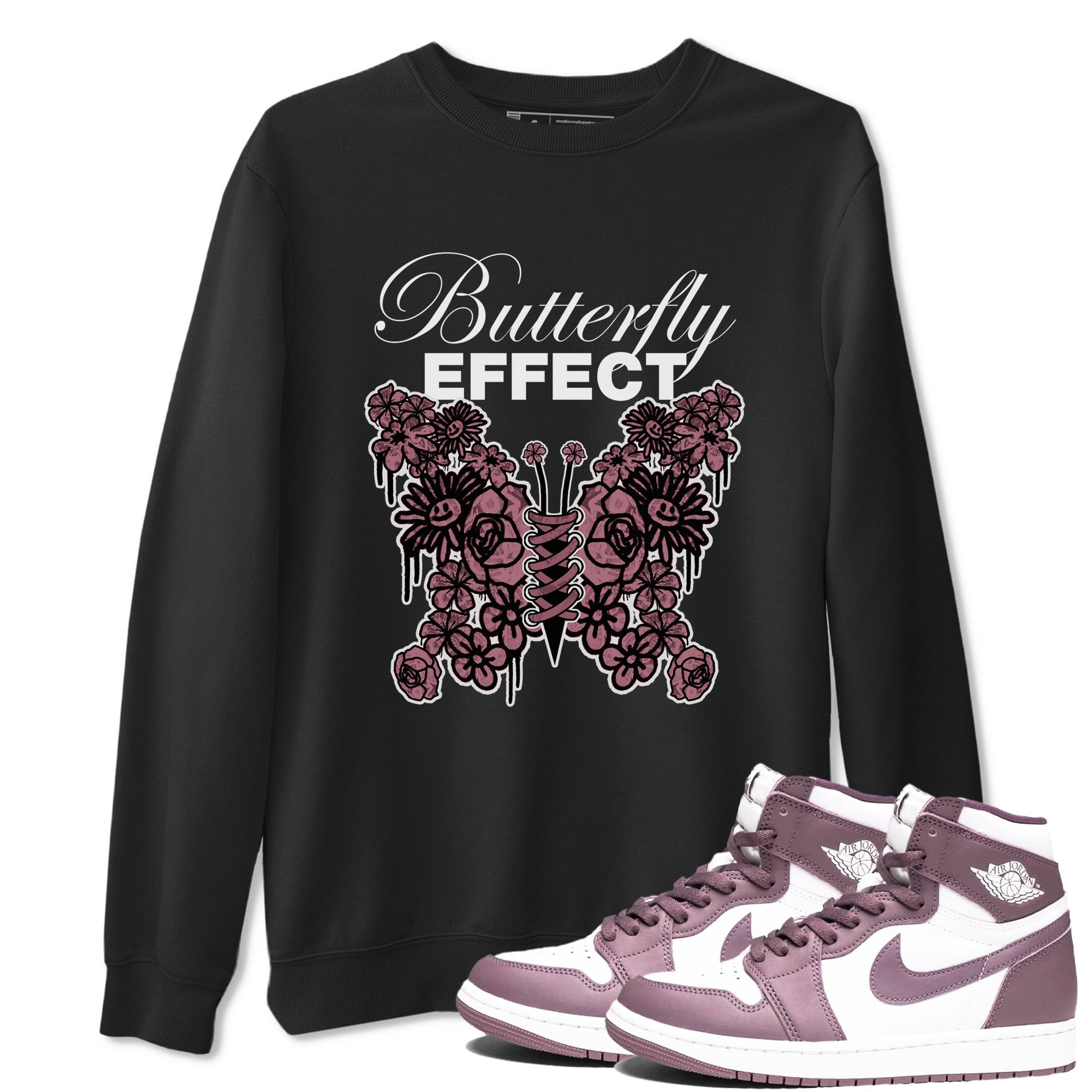 Air Jordan 1 Mauve shirt to match jordans Butterfly Effect sneaker tees AJ1 Mauve SNRT Sneaker Release Tees Unisex Black 1 T-Shirt