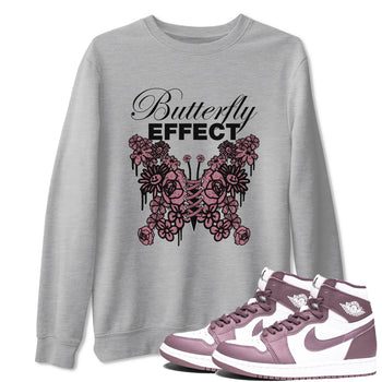 Air Jordan 1 Mauve shirt to match jordans Butterfly Effect sneaker tees AJ1 Mauve SNRT Sneaker Release Tees Unisex Heather Grey 1 T-Shirt