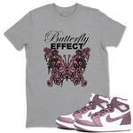 Air Jordan 1 Mauve shirt to match jordans Butterfly Effect sneaker tees AJ1 Mauve SNRT Sneaker Release Tees Unisex Heather Grey 1 T-Shirt