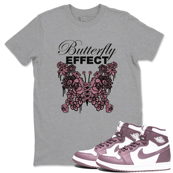 Air Jordan 1 Mauve shirt to match jordans Butterfly Effect sneaker tees AJ1 Mauve SNRT Sneaker Release Tees Unisex Heather Grey 1 T-Shirt
