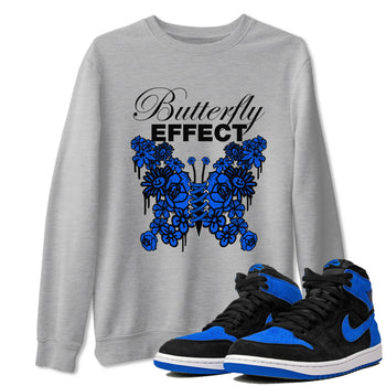 Air Jordan 1 Royal Reimagined shirt to match jordans Butterfly Effect sneaker tees AJ1 Royal Reimagined SNRT Sneaker Release Tees Unisex Heather Grey 1 T-Shirt
