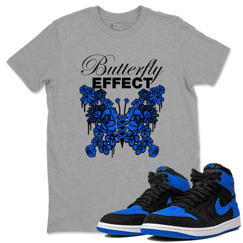 Air Jordan 1 Royal Reimagined shirt to match jordans Butterfly Effect sneaker tees AJ1 Royal Reimagined SNRT Sneaker Release Tees Unisex Heather Grey 1 T-Shirt
