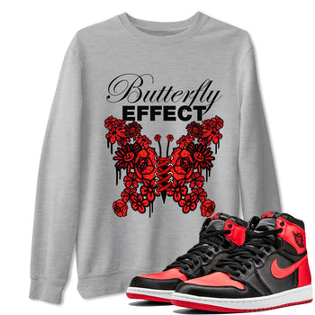 Air Jordan 1 Satin Bred shirt to match jordans Butterfly Effect sneaker tees AJ1 Satin Bred SNRT Sneaker Release Tees Unisex Heather Grey 1 T-Shirt